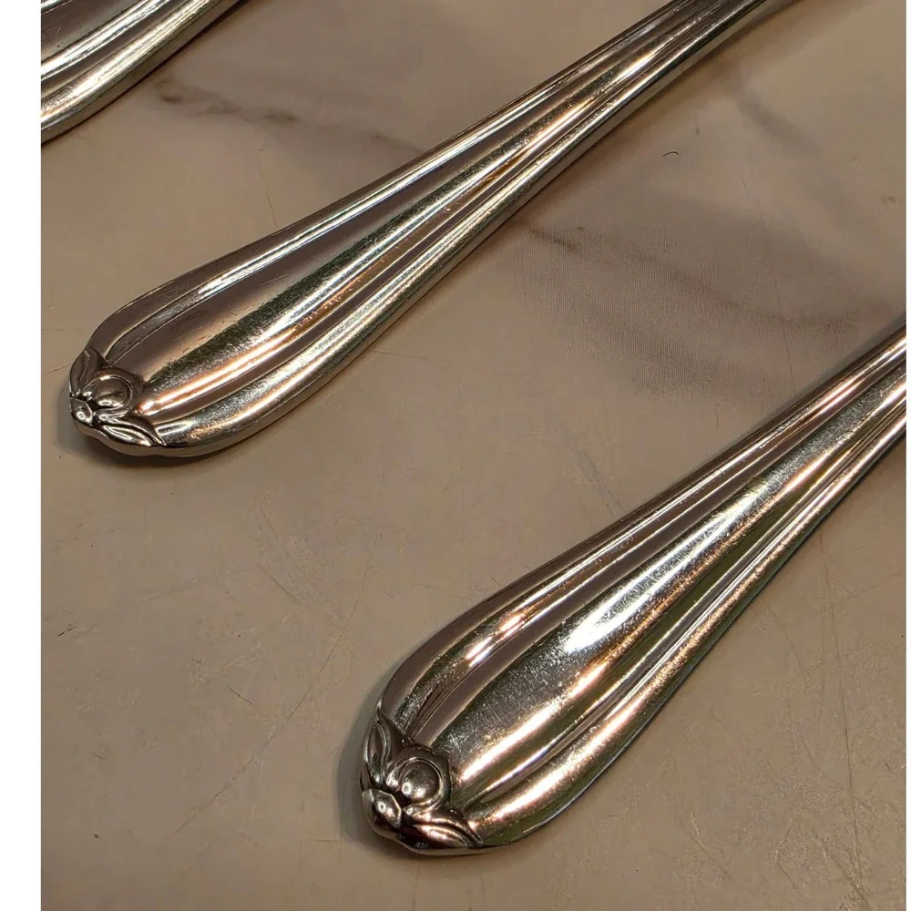 Gorham Melon Bud Stainless Steel Teaspoons Set of 5 Glossy 18/8 Flatware